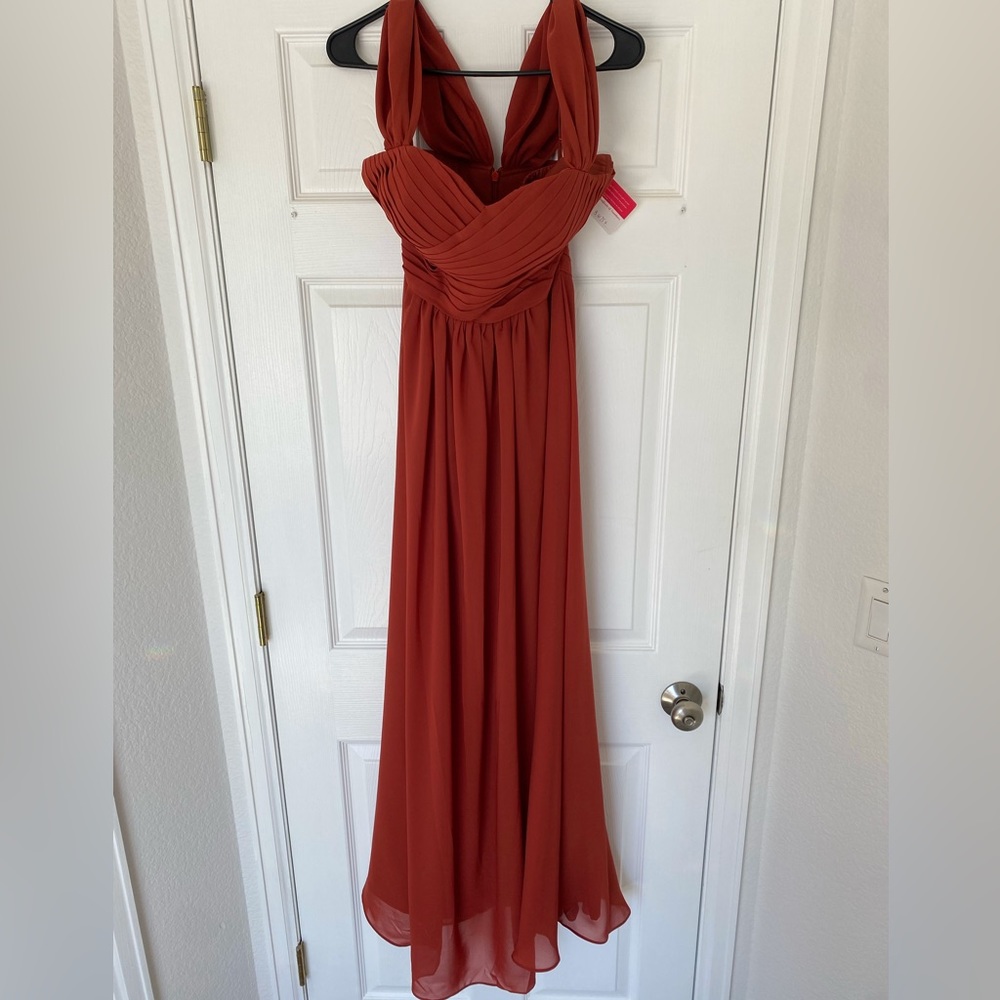 Rust Colors Bridesmaid Floor Length Dress
